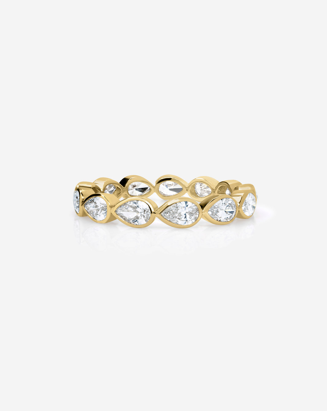 Bridal Wedding Bands Mini Pear Bezel Eternity Band 14k yellow gold