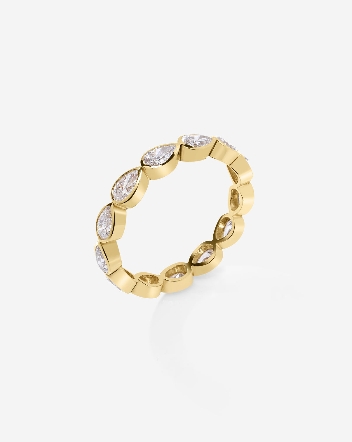 Bridal Wedding Bands Mini Pear Bezel Eternity Band 14k yellow gold side