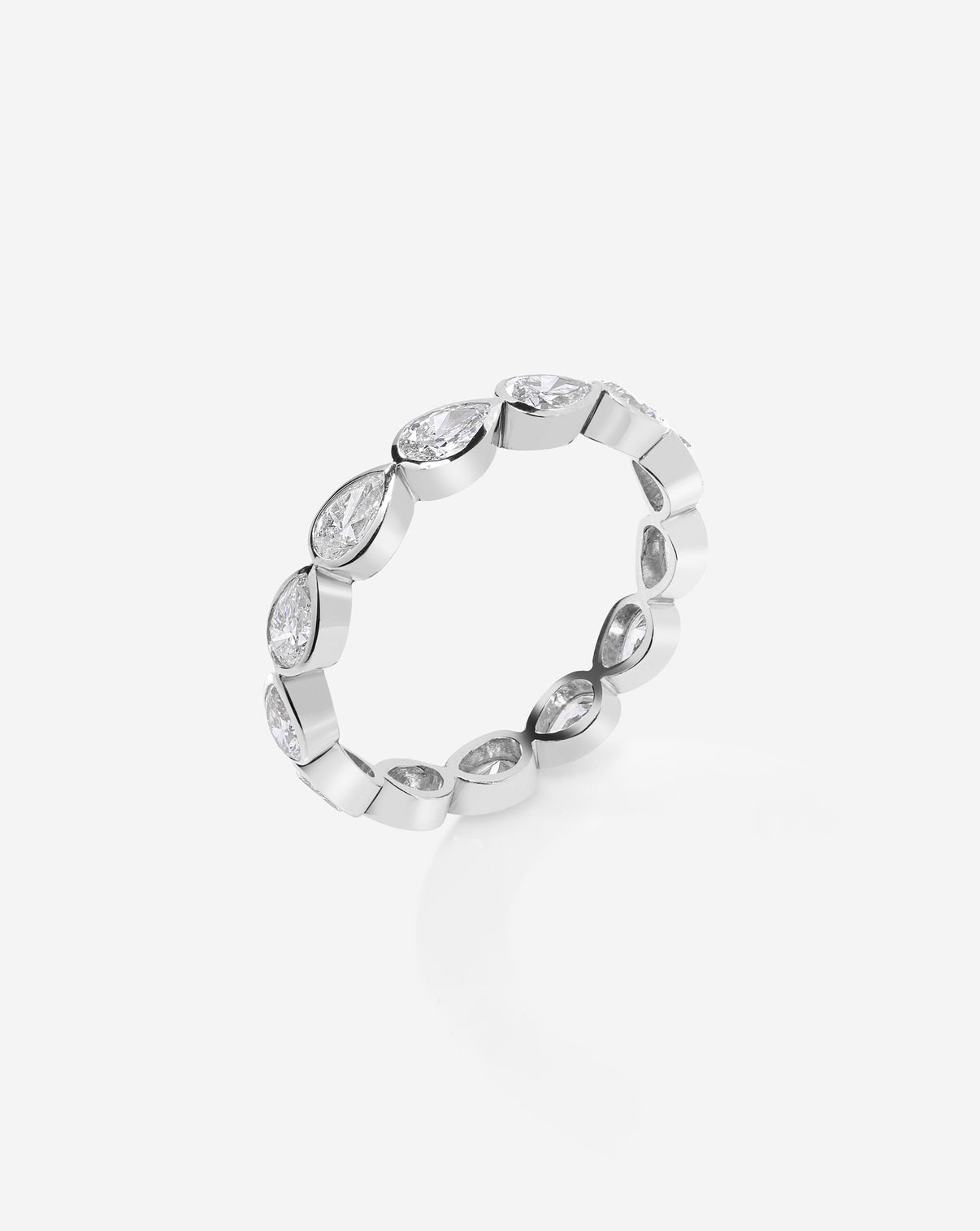 Sideways Pear Diamond Eternity Band platinum side