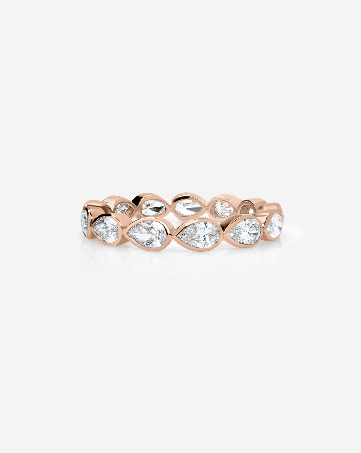 Sideways Pear Diamond Eternity Band platinum rose gold