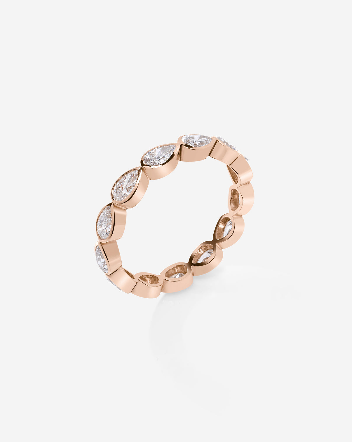 Sideways Pear Diamond Eternity Band platinum rose gold side