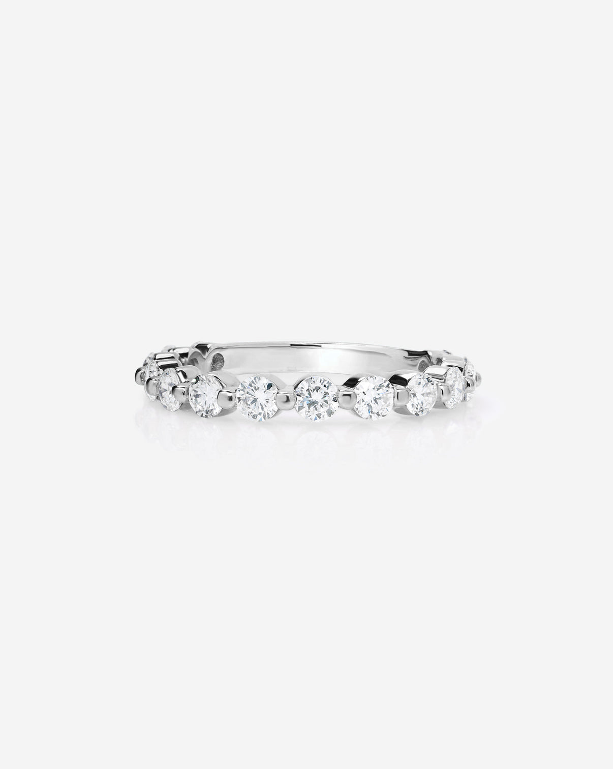 Single Prong Lab Eternity Band with 3/4 diamond coverage in Platinum