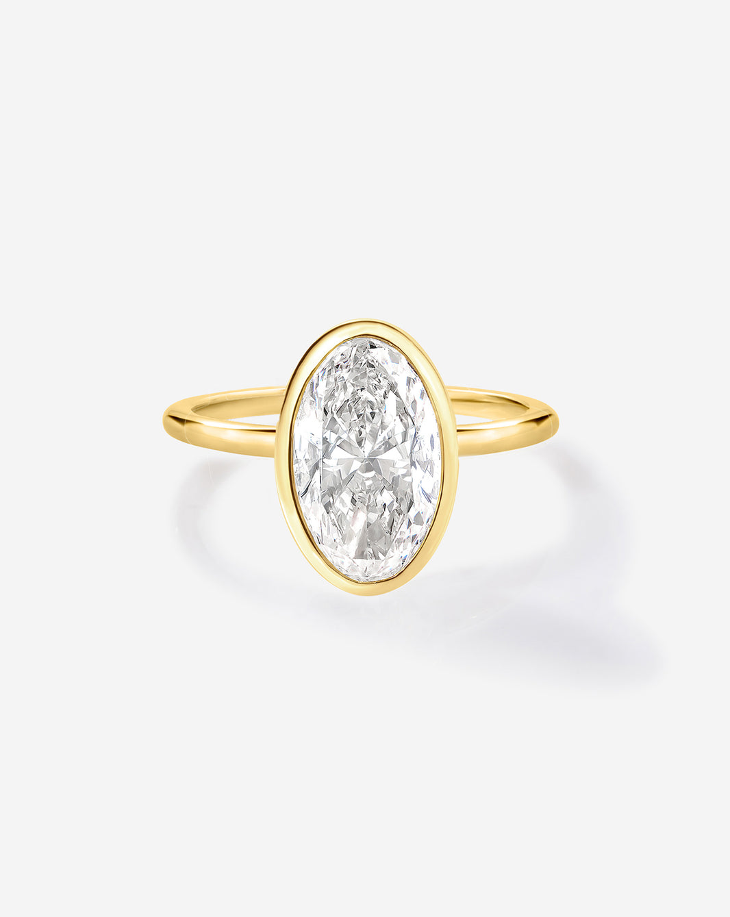 2 carat Oval Diamond Engagement Ring in Yellow Gold Whisper Thin Bezel