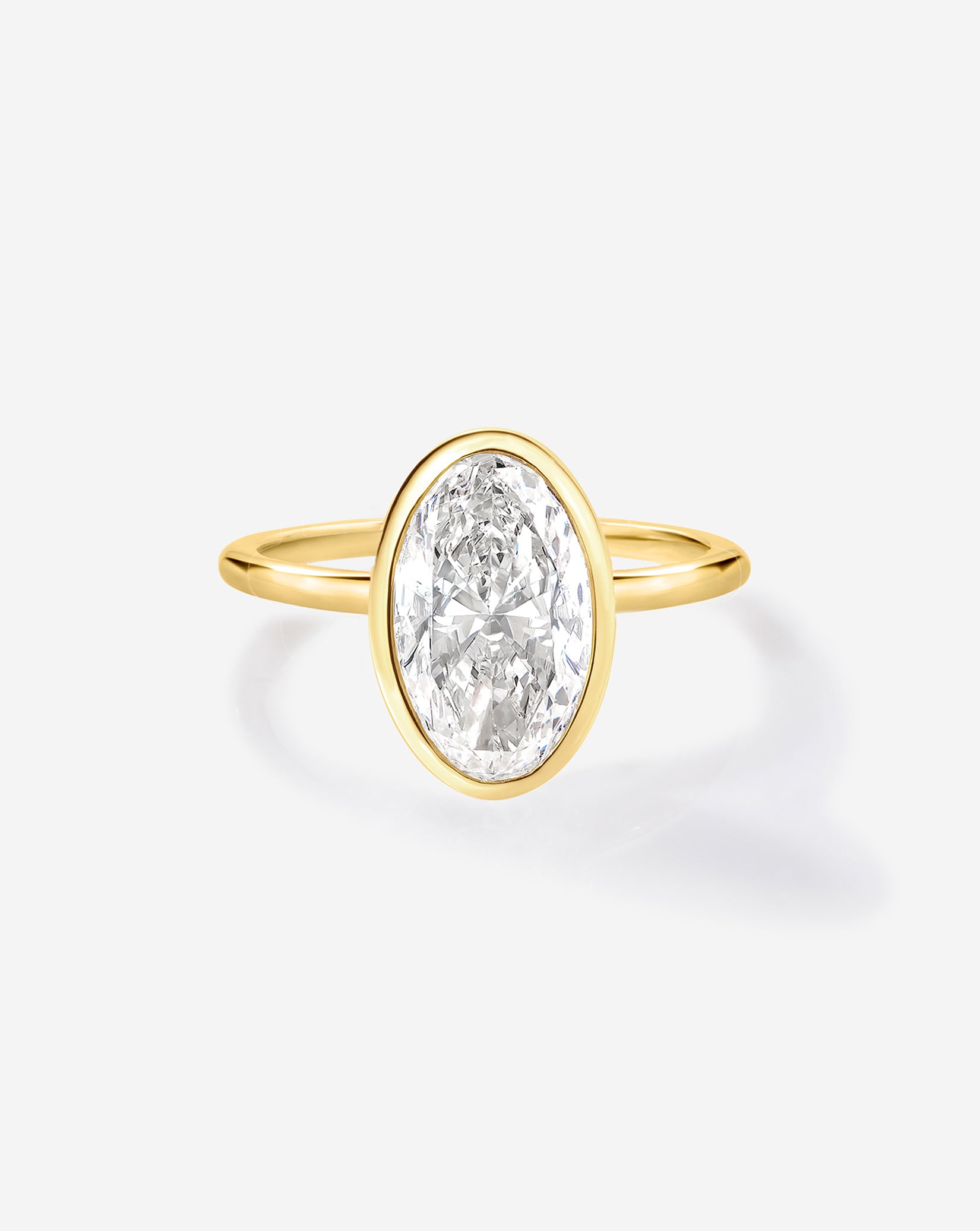 2 carat Oval Diamond Engagement Ring in Yellow Gold Whisper Thin Bezel