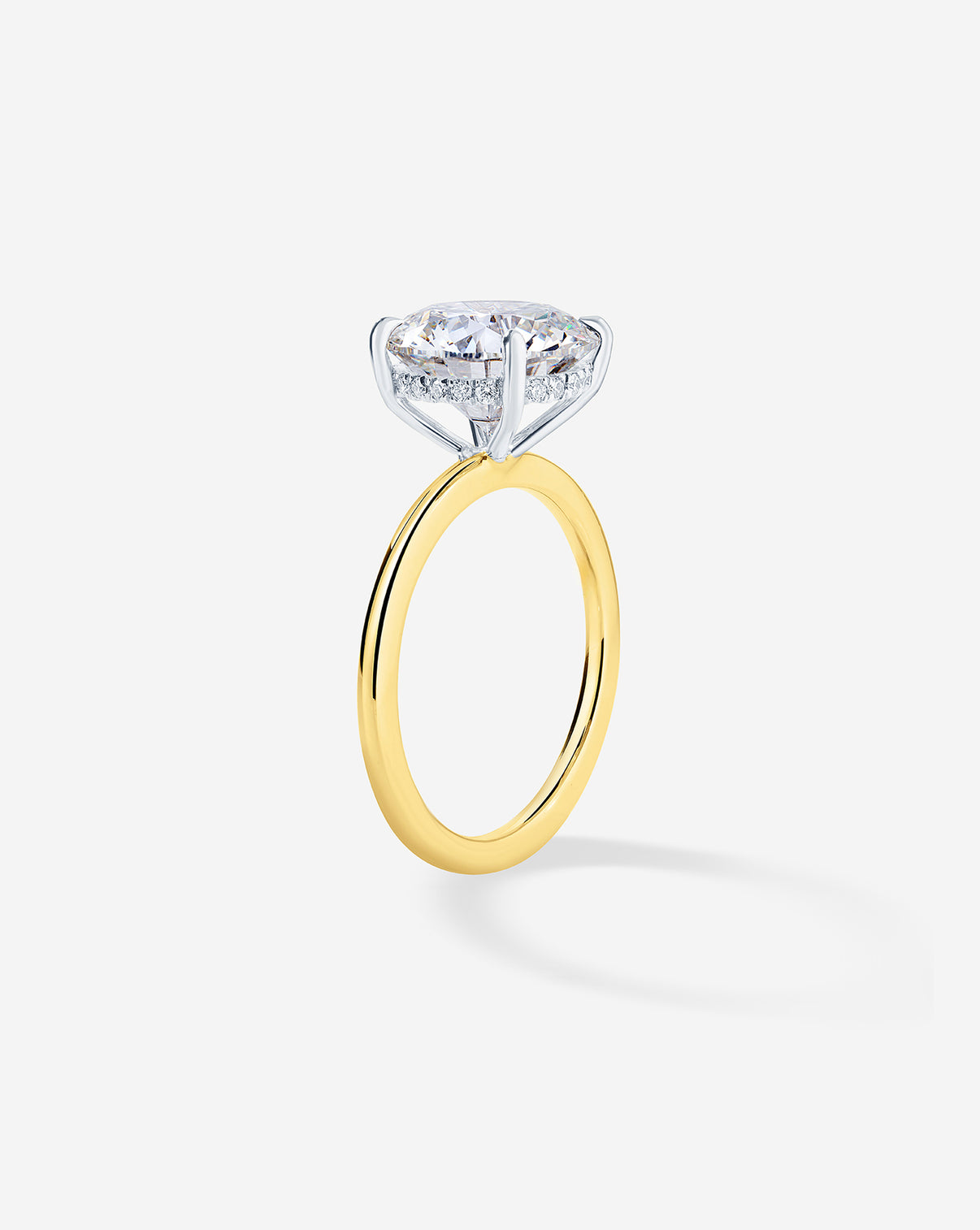 Ring Concierge Lab Grown Engagement Rings 4 Round Diamond Yellow Gold Whisper Thin Hidden Halo side angle