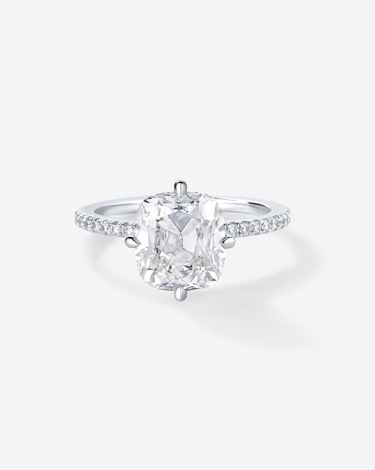 2 carat Old Mine Natural Diamond Engagement Ring in Platinum Whisper Thin® Pavé Hidden Halo