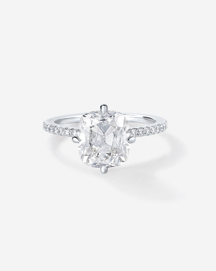 2 carat Old Mine Natural Diamond Engagement Ring in Platinum Whisper Thin® Pavé Hidden Halo