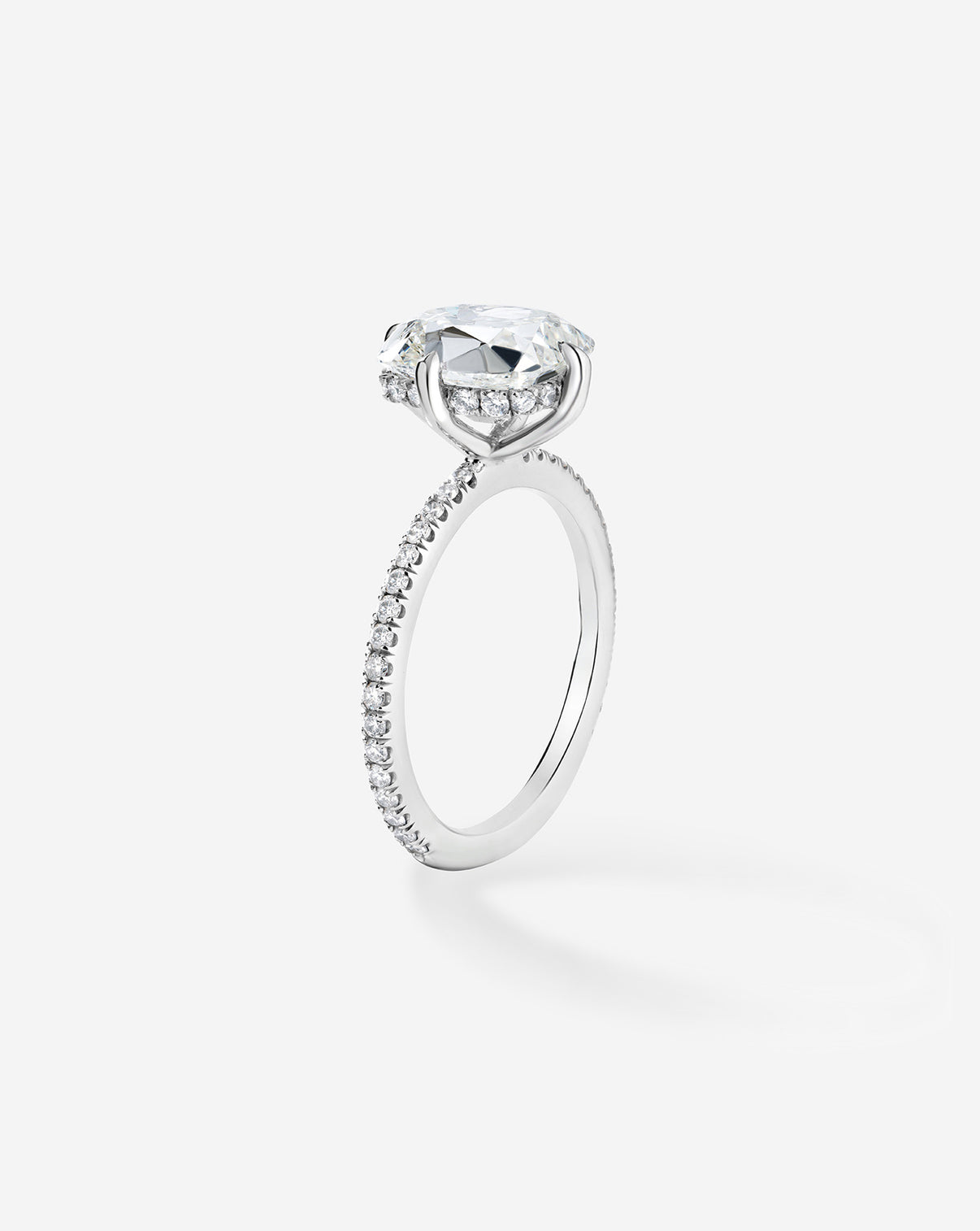 2 carat Old Mine Natural Diamond Engagement Ring in Platinum Whisper Thin® Pavé Hidden Halo side view