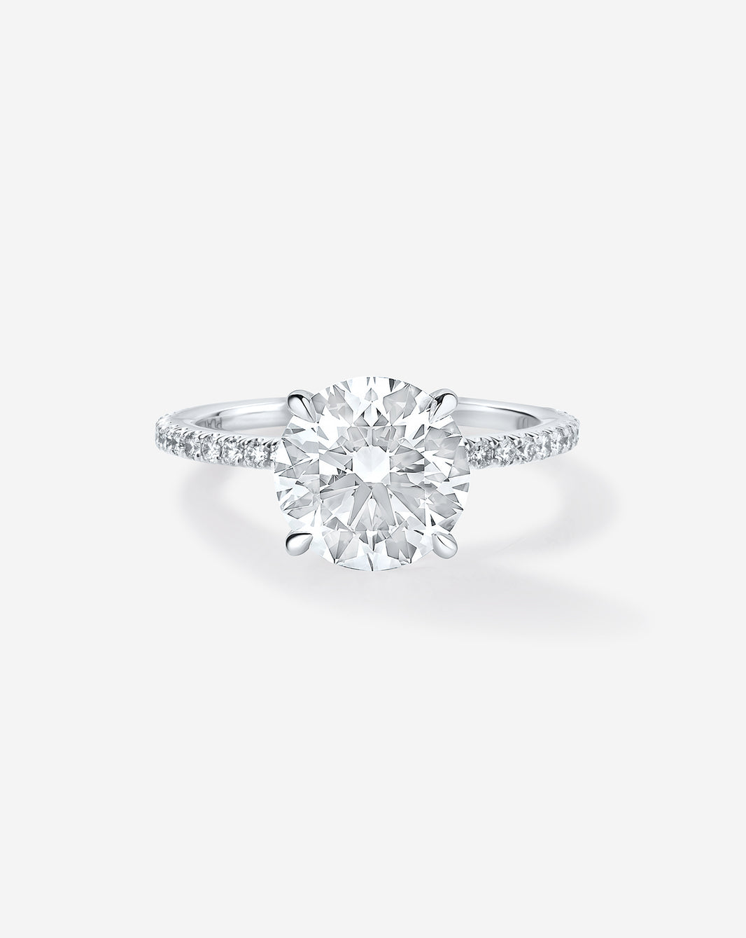 2 carat Round Diamond Engagement Ring in Platinum Pave Hidden Halo Whisper Thin band