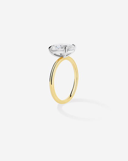 2 carat Round Diamond Engagement Ring in Yellow Gold Whisper Thin band with Platinum Prongs side view
