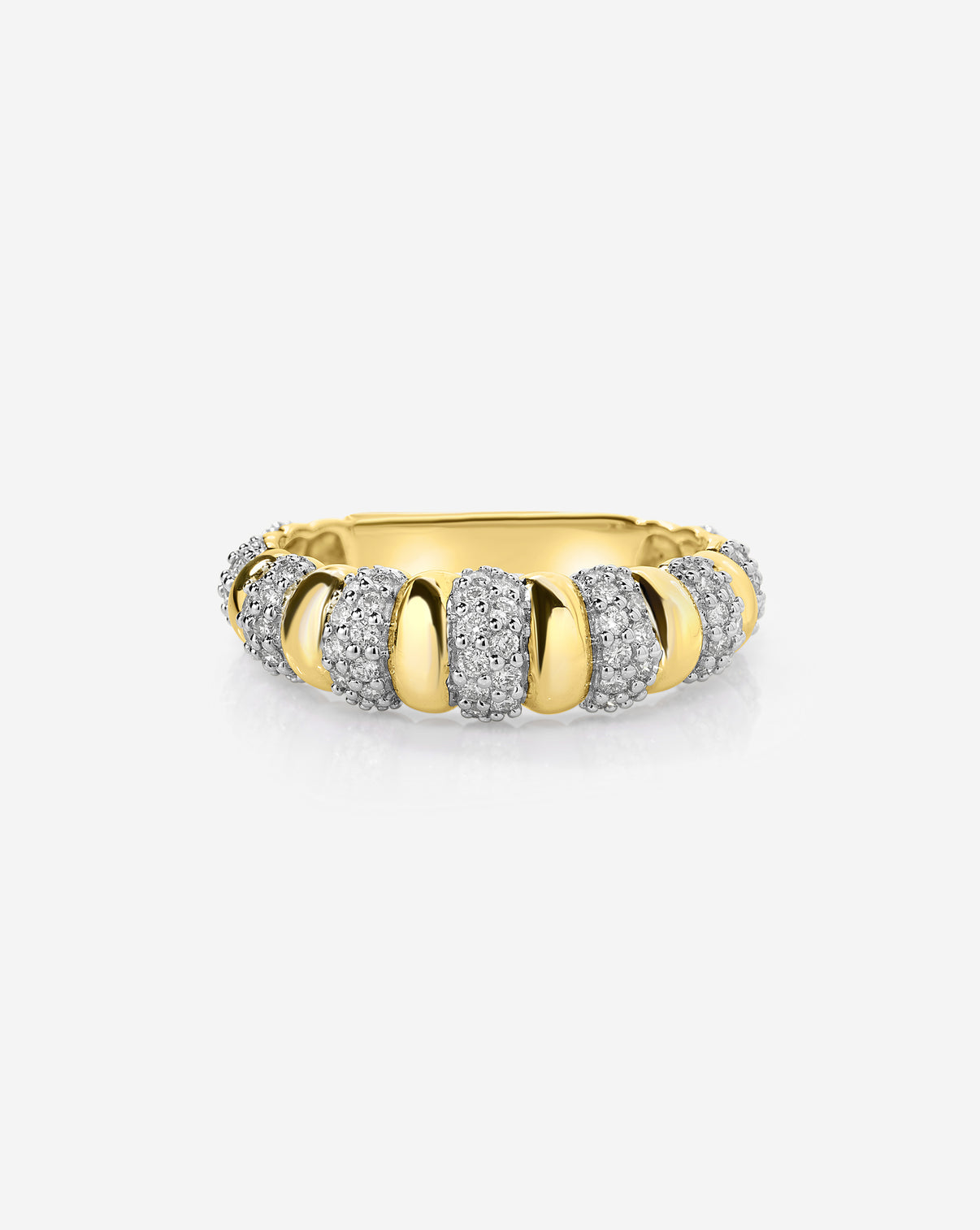 Ribbed Diamond Ring on white background