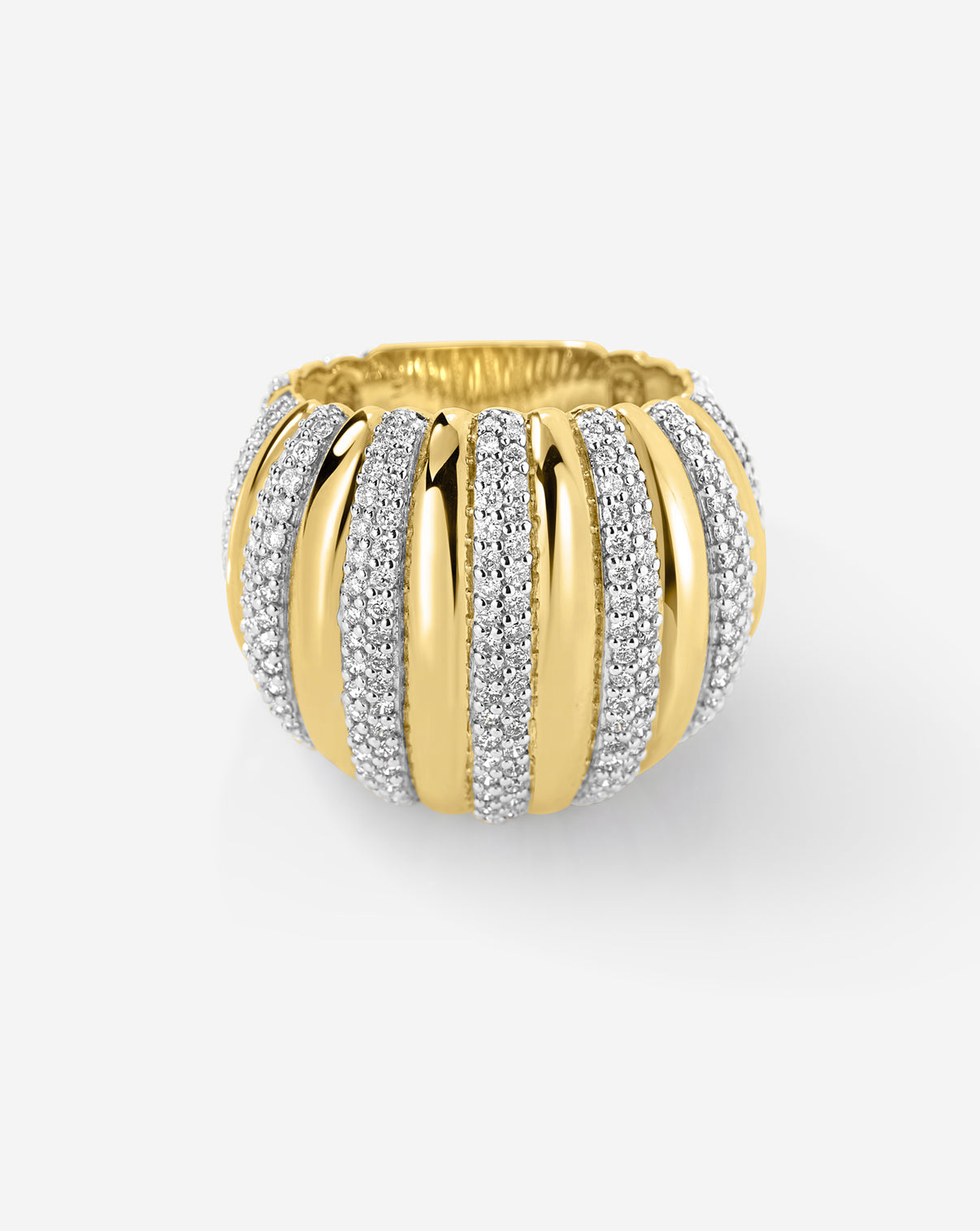 Ribbed Diamond Statement Ring on white background