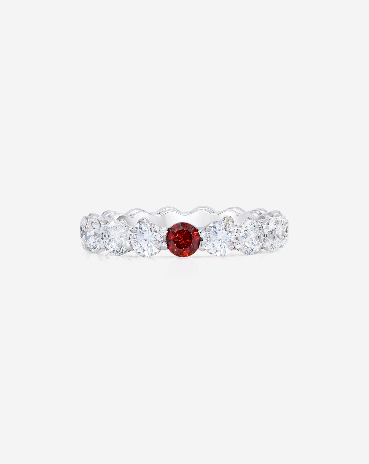 Round Diamond and Birthstone Eternity Band in Platinum with 1 colored stone