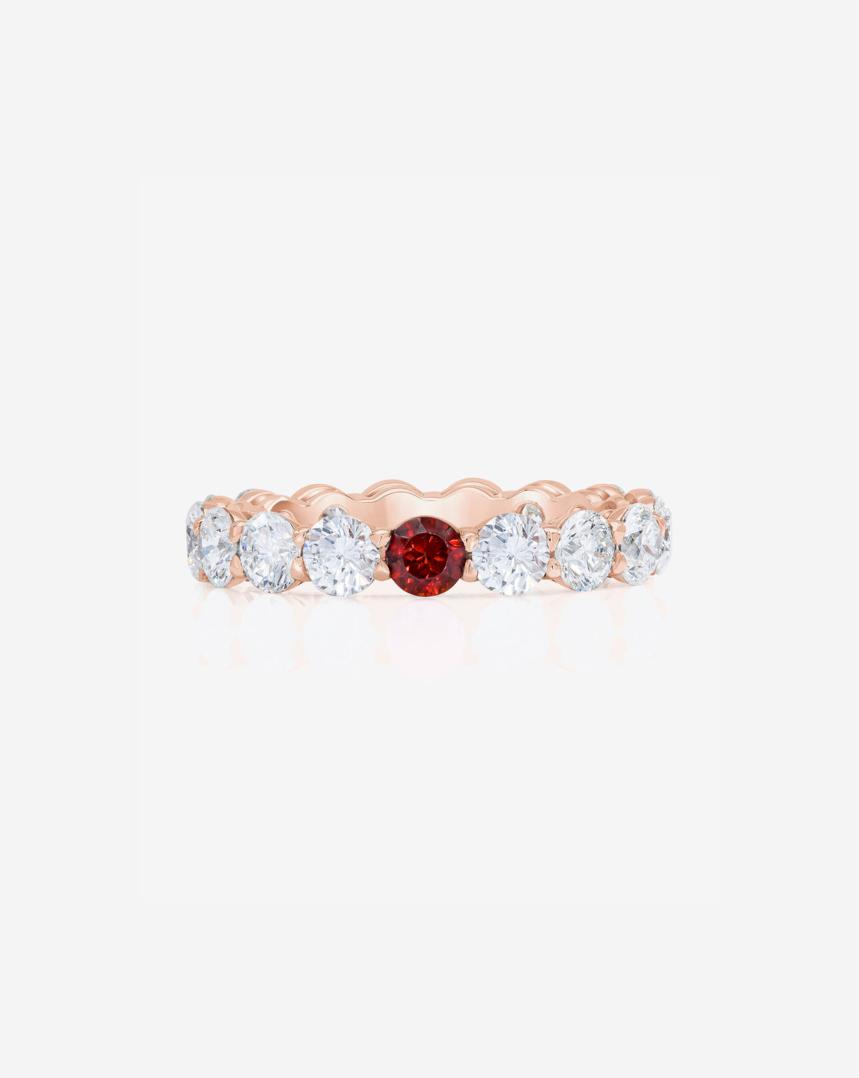 Round Diamond and Birthstone Eternity Band in 14K Rose Gold with 1 birthstone