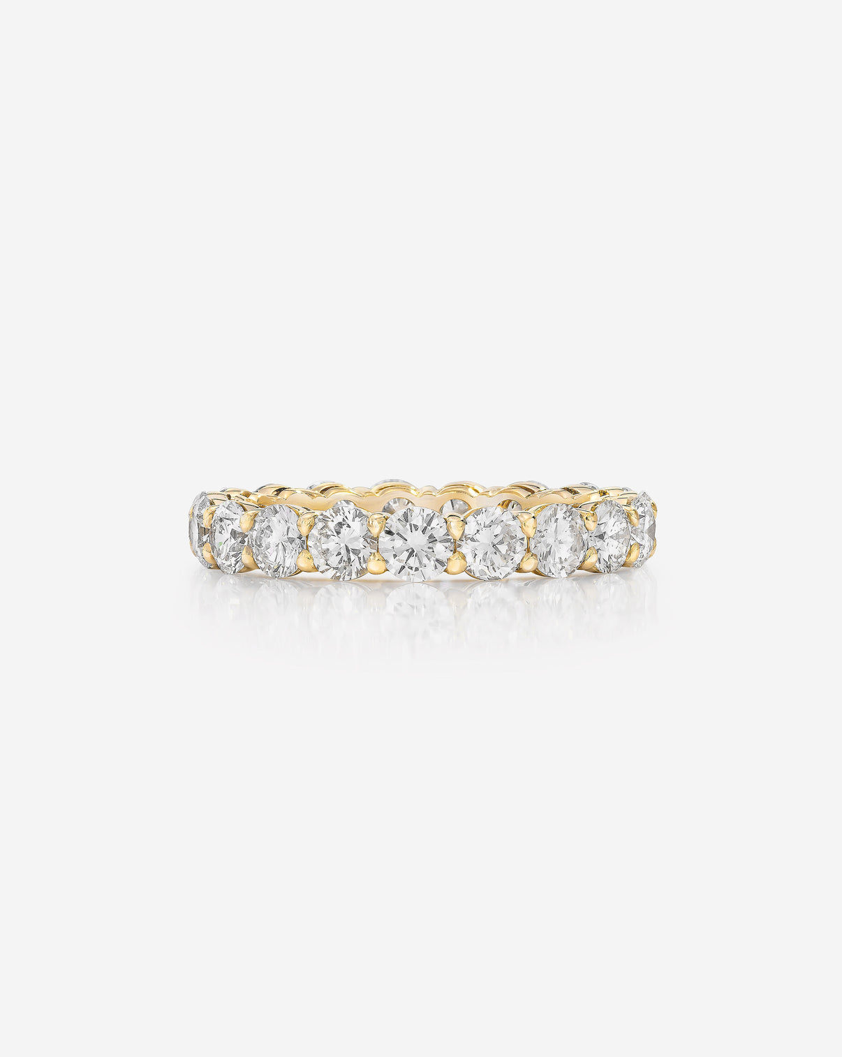 Bridal Wedding Bands Round Diamond Eternity Band front view 14k Yellow Gold
