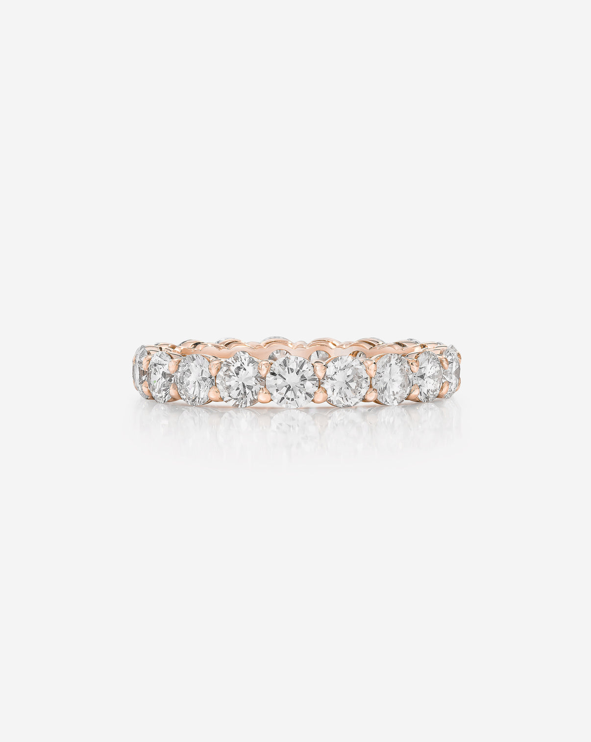 Bridal Wedding Bands 14k Rose Gold / 0.10 / 3 Round Diamond Eternity Band