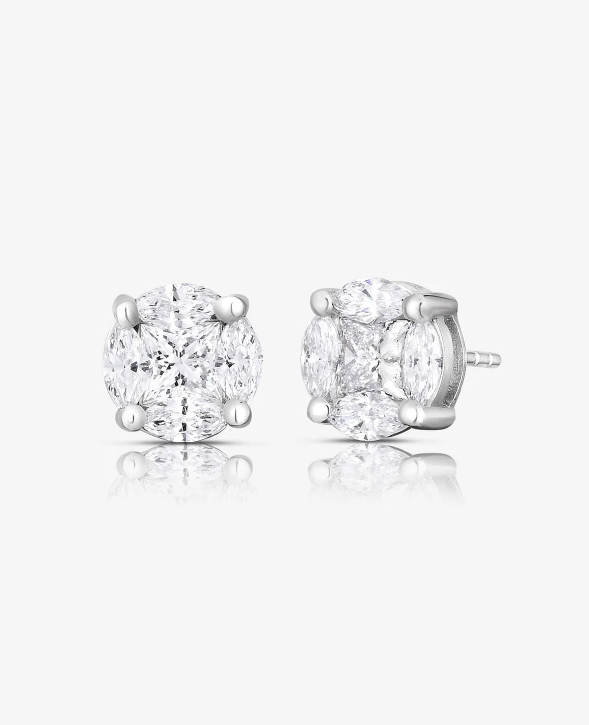 Ring Concierge Earrings 14k White Gold / 3X Round Illusion Diamond Studs size 3x