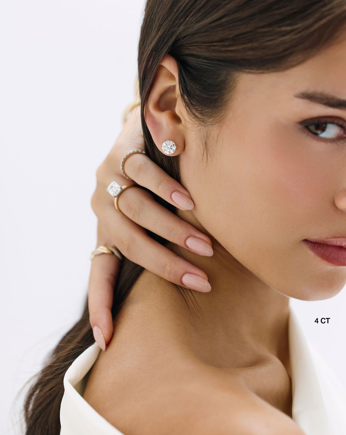 model wearing 4 ct studs 33016808134