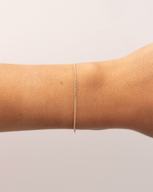 Diamond Cut Curb Chain Bracelet - on-model on wrist