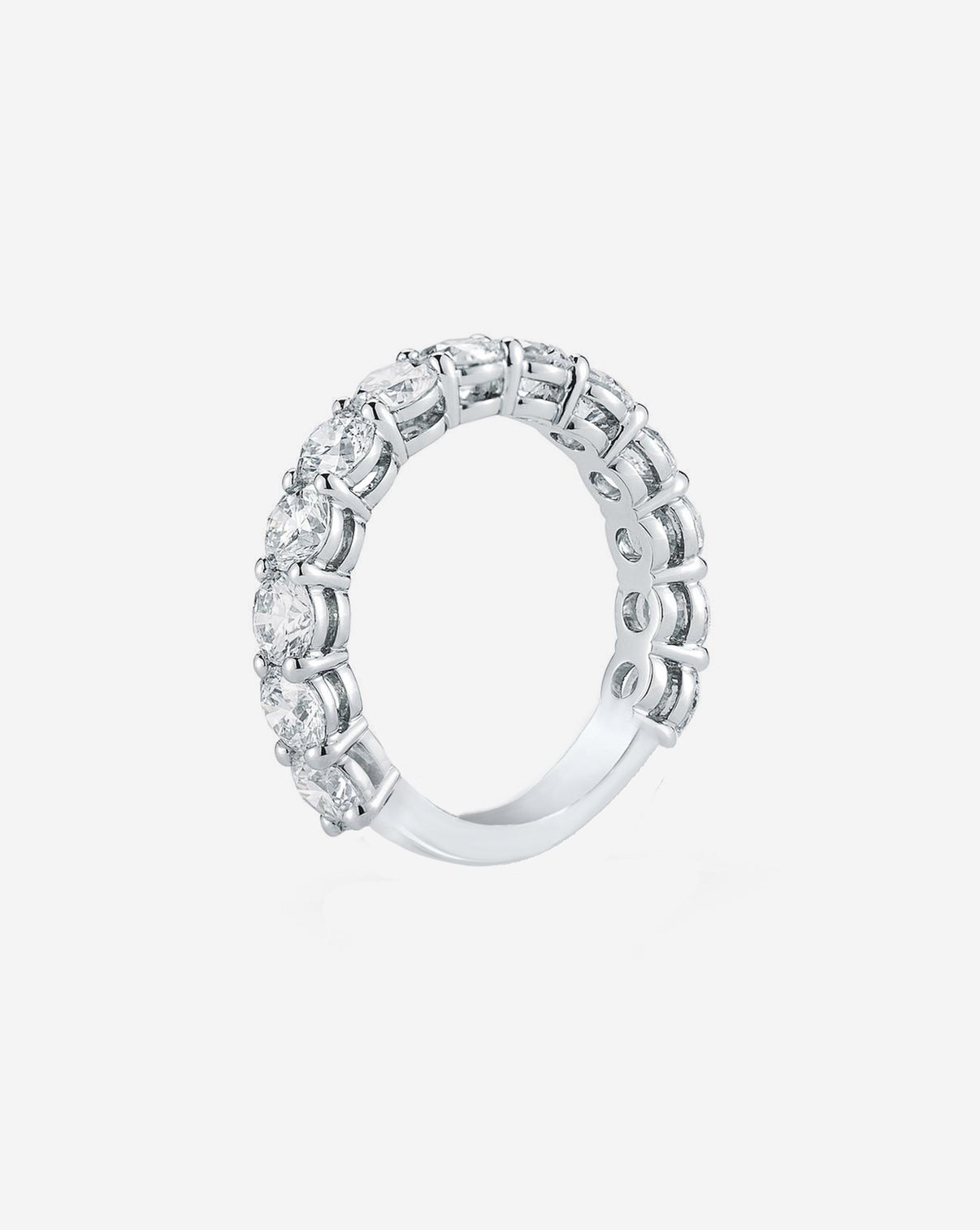 Round Brilliant Eternity Band with 3/4 diamond coverage in Platinum standing