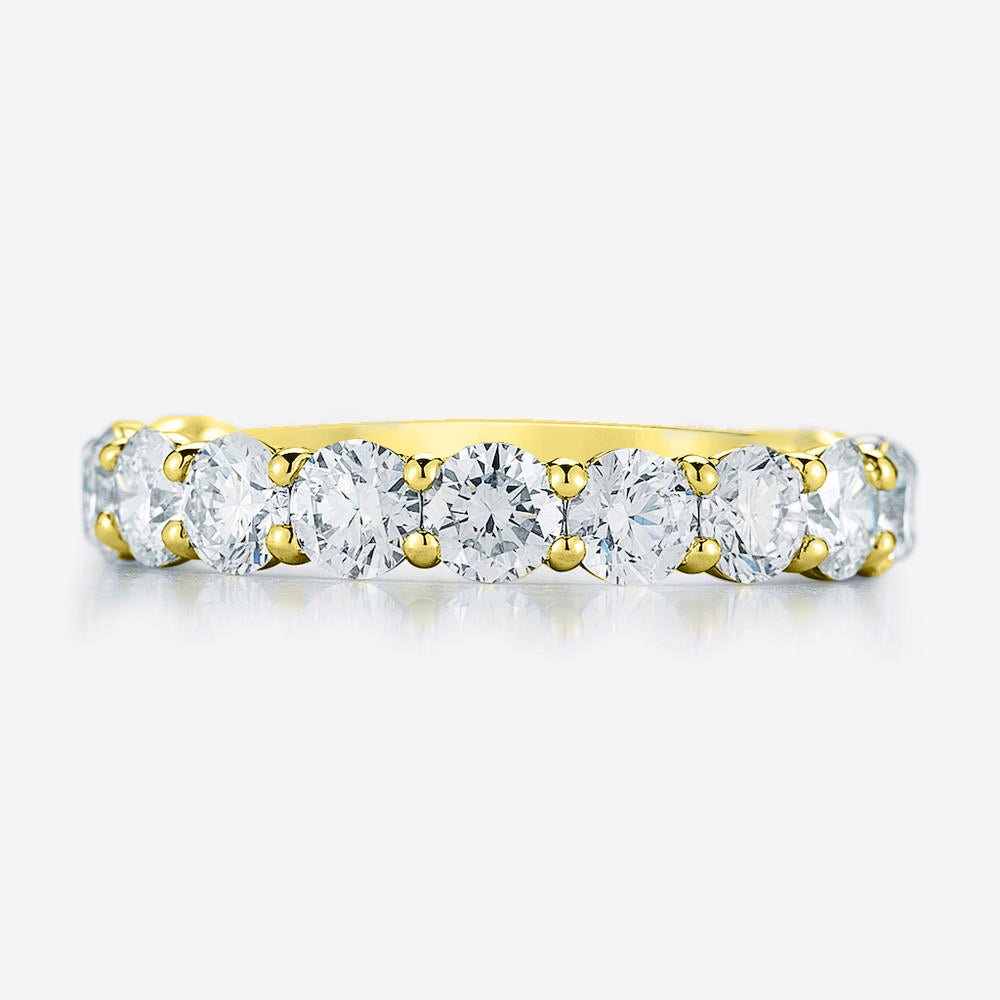 Round Brilliant Eternity Band with 3/4 diamond coverage in 14k Yellow Gold