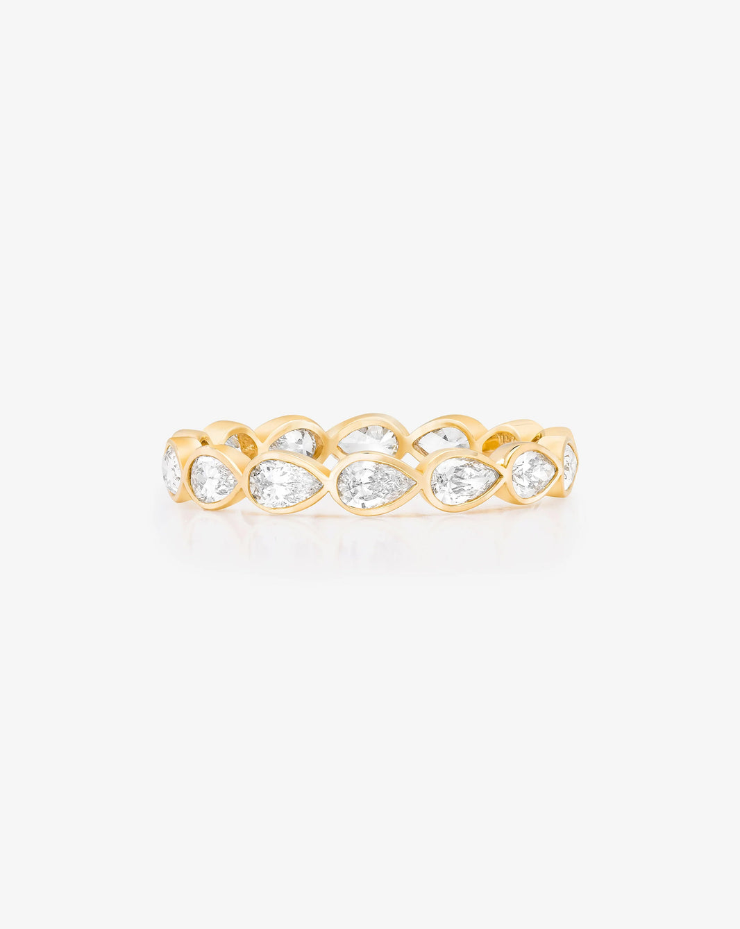 Bridal Wedding Bands 14k Yellow Gold / 3 Mini Pear Bezel Eternity Band