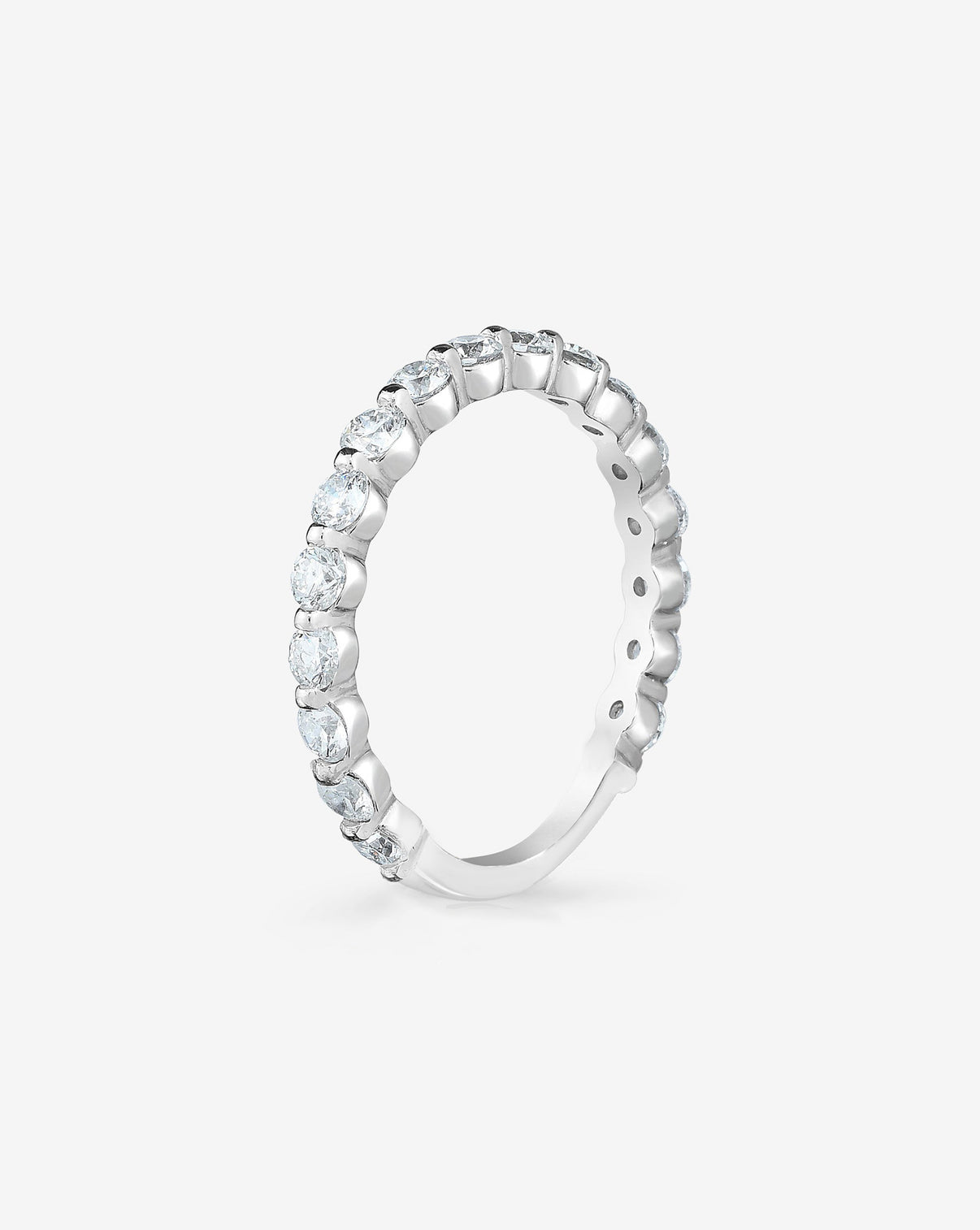Single Prong Eternity Band with 3/4 diamond coverage in Platinum standing