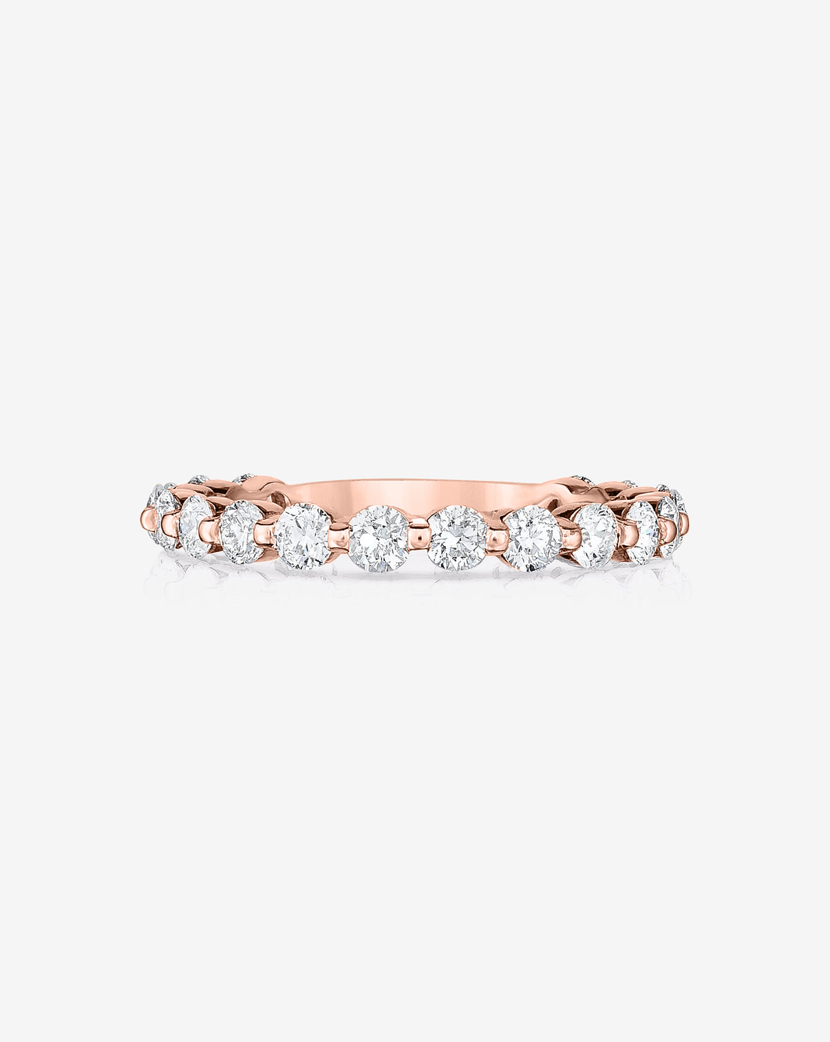 Single Prong Eternity Band with 3/4 diamond coverage in 14k Rose Gold