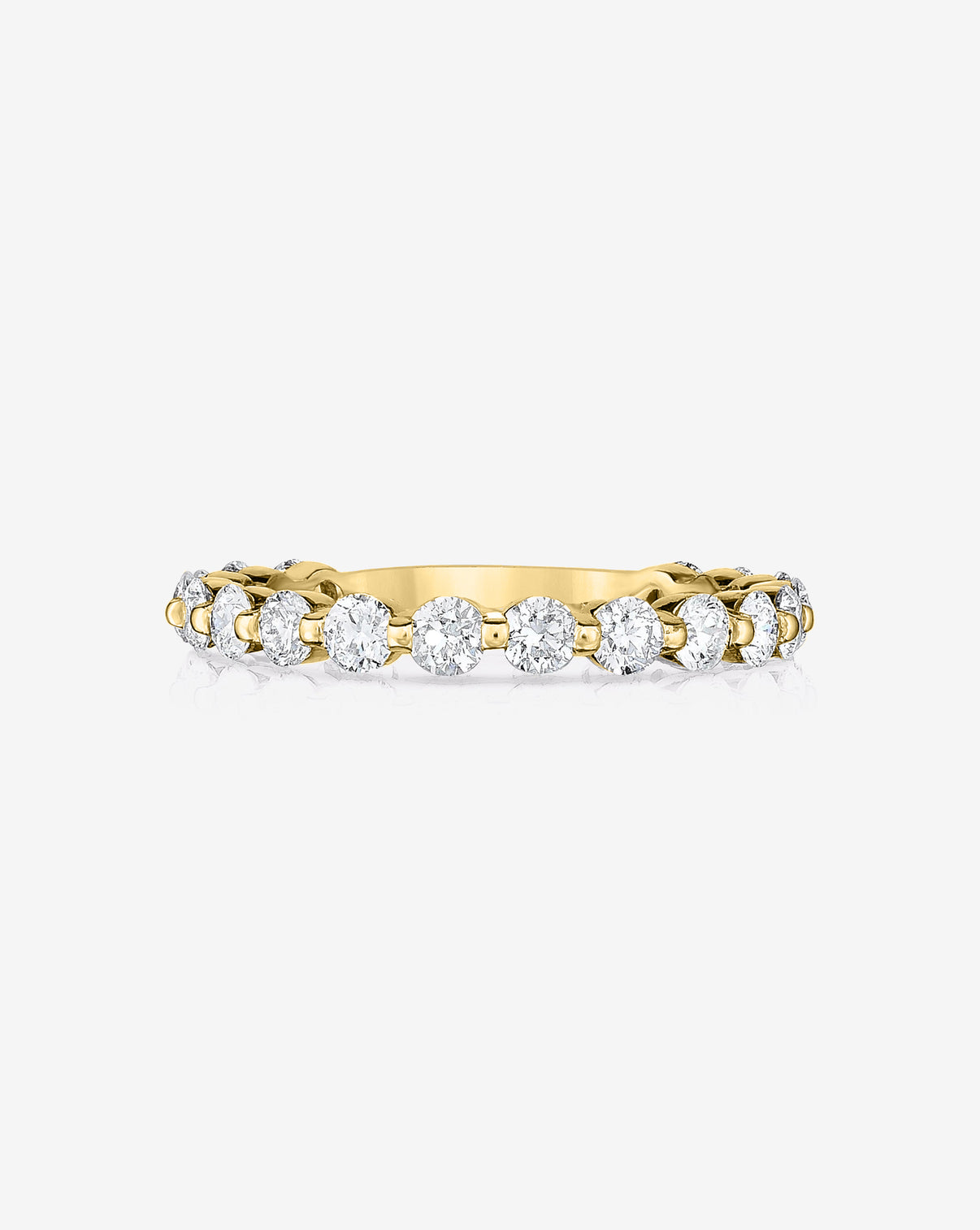 Single Prong Eternity Band with 3/4 diamond coverage in 14k Yellow Gold
