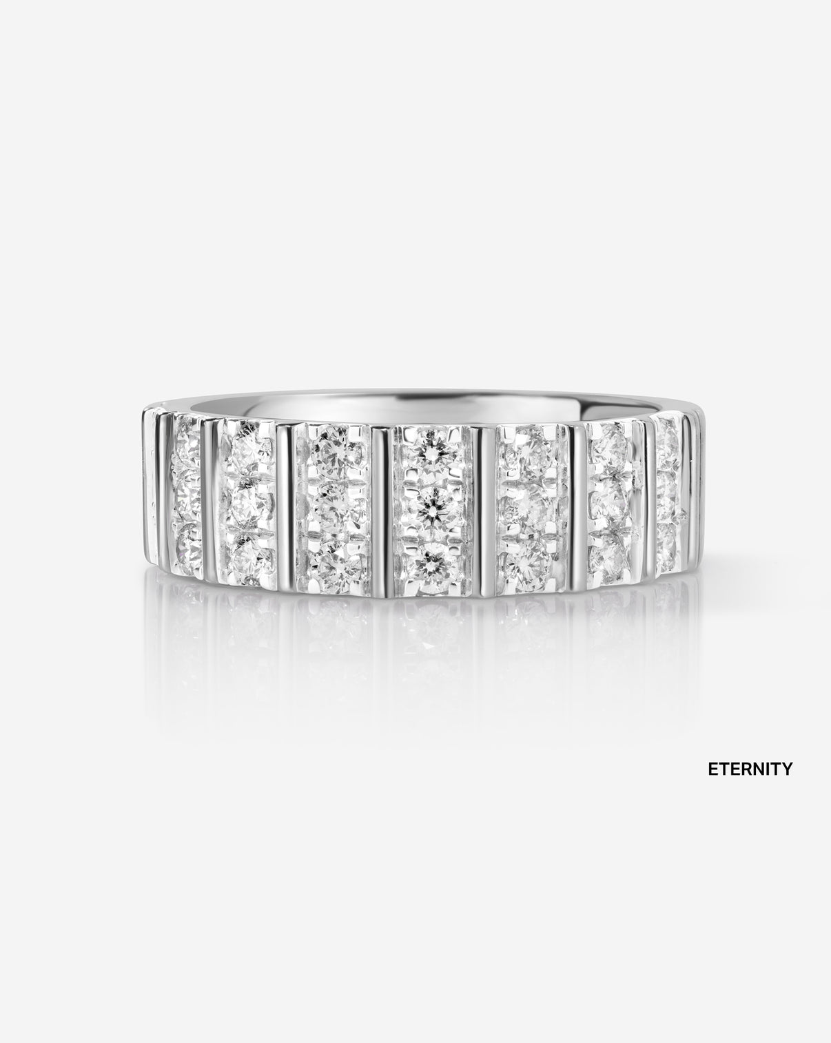 Three Row Fluted Diamond Ring product still image in 14k white gold eternity