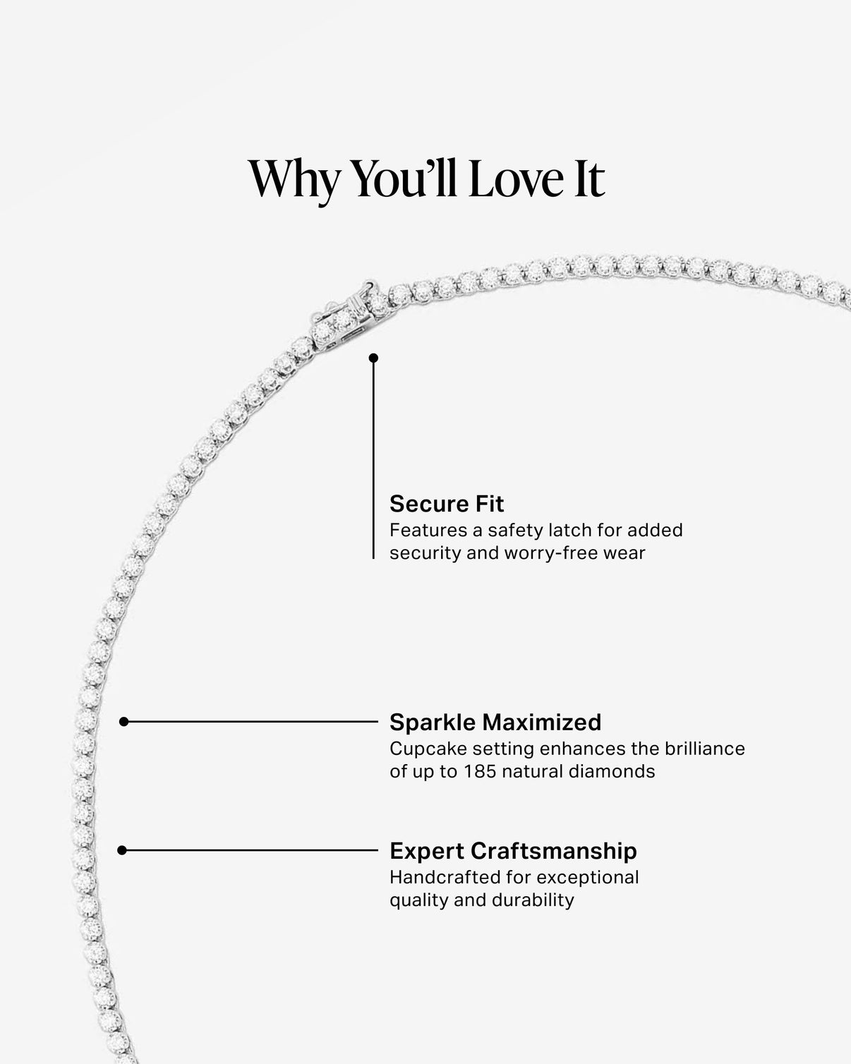 Mini Diamond Tennis Necklace why you'll love it informational graphic GLOBAL