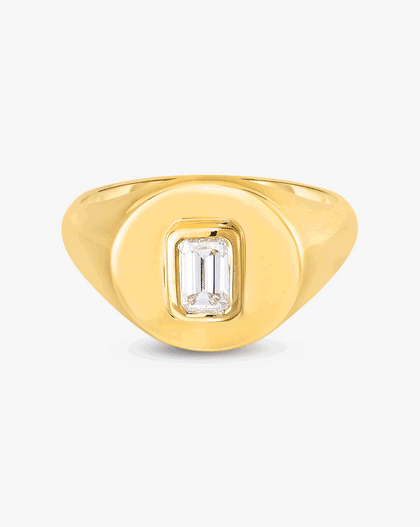 GIF of Ring Concierge Ring 4k Yellow Gold Diamond Signet Pinky Ring