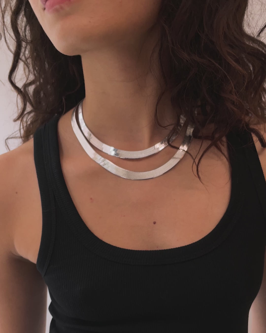 Statement Sterling - Jumbo Herringbone Necklace Sterling Silver, on model video