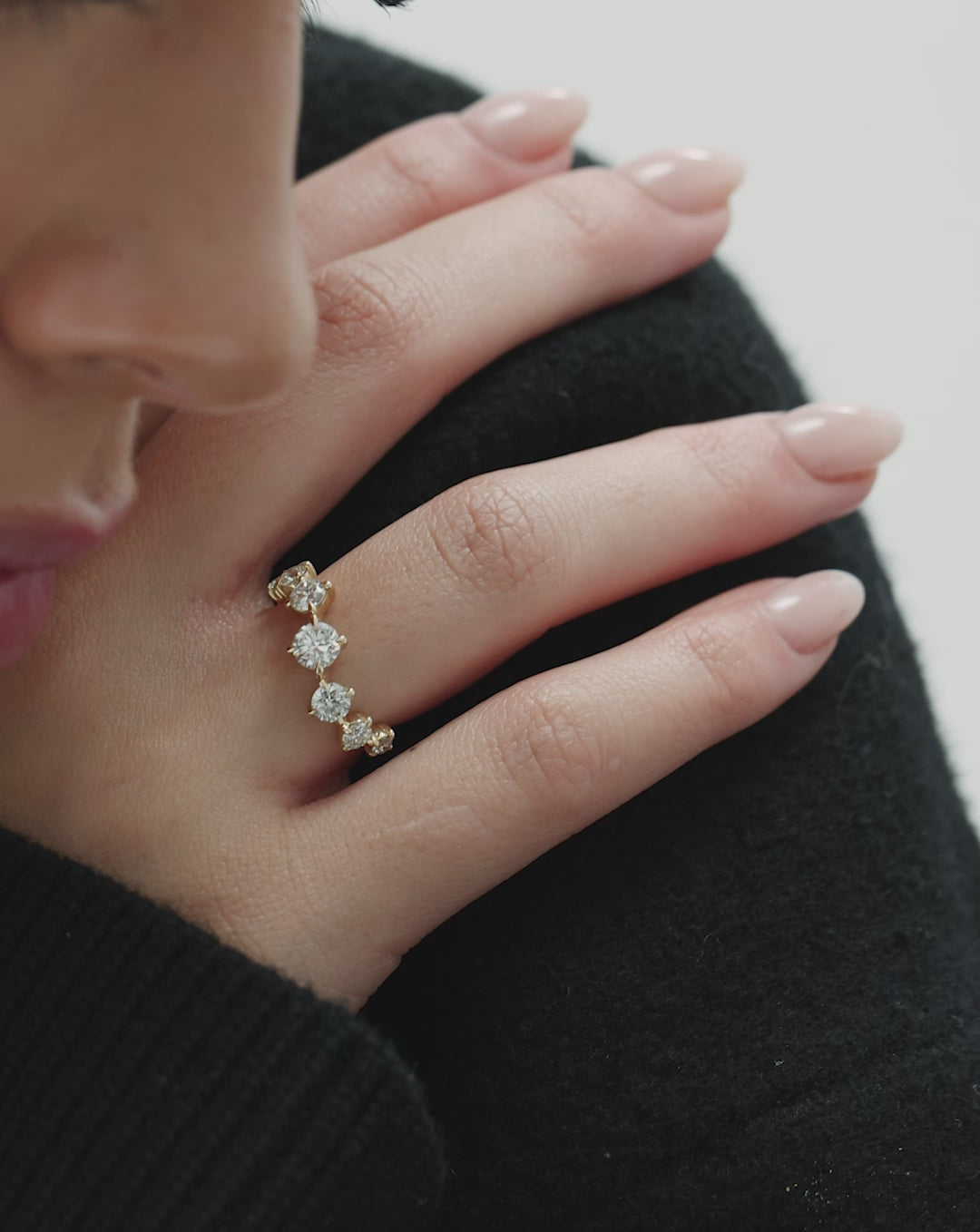 video of Starlight Lab Diamond Ring details shown on model's hand