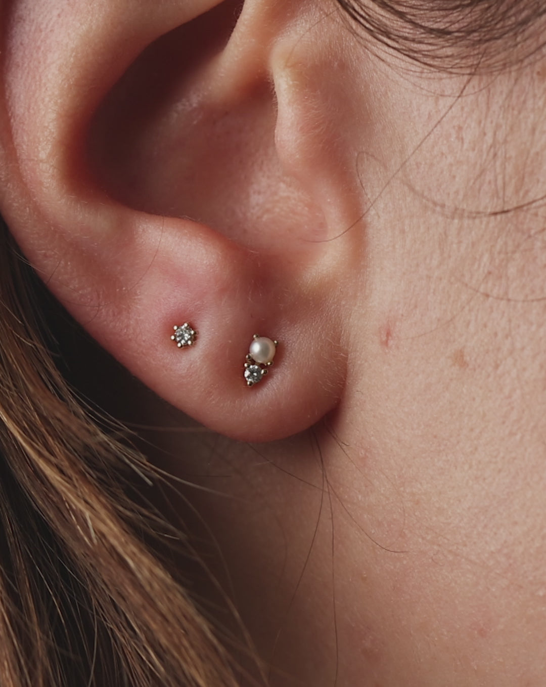 Video of Pearl + Diamond Studs