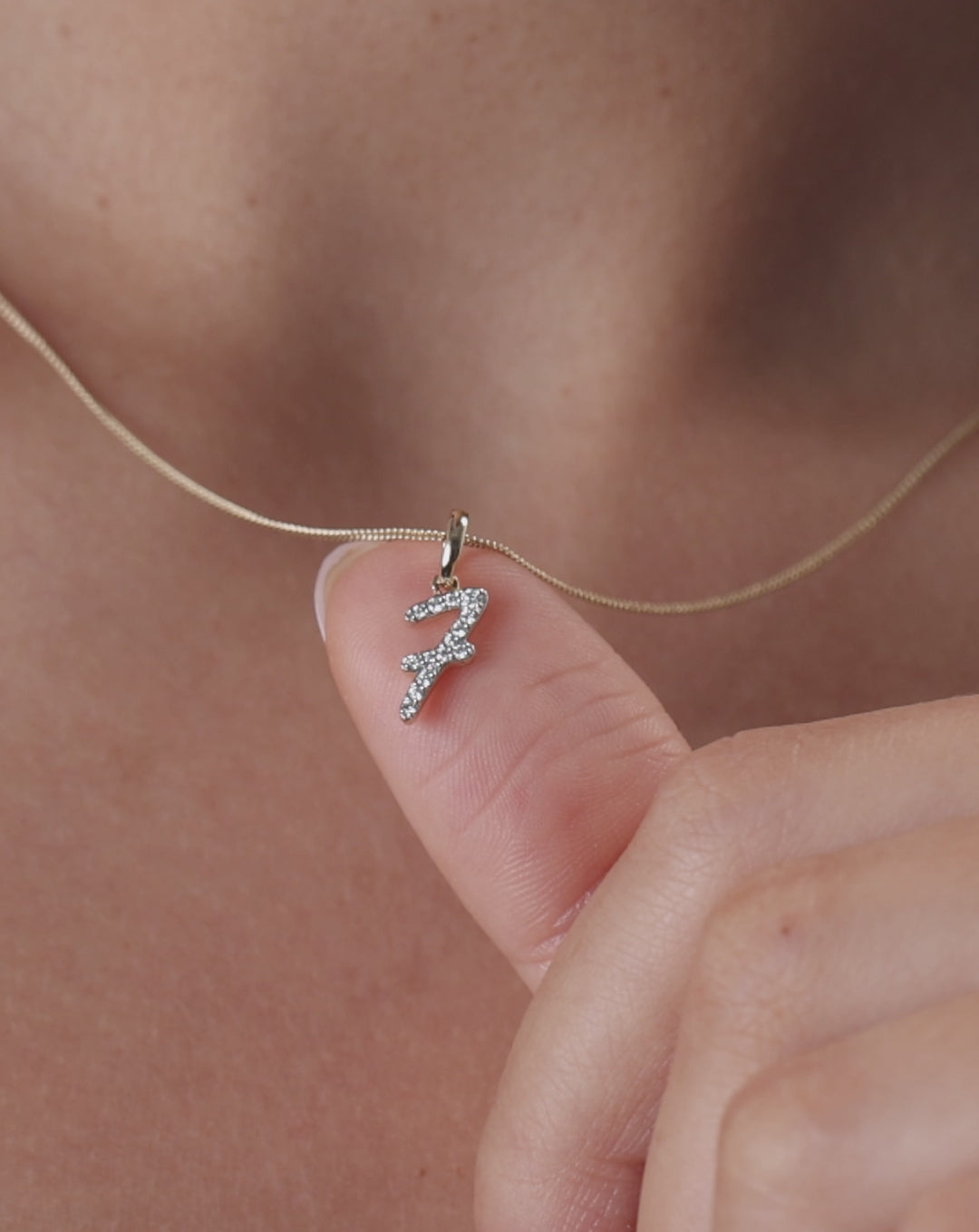 Video of Diamond number pendant on chain necklace