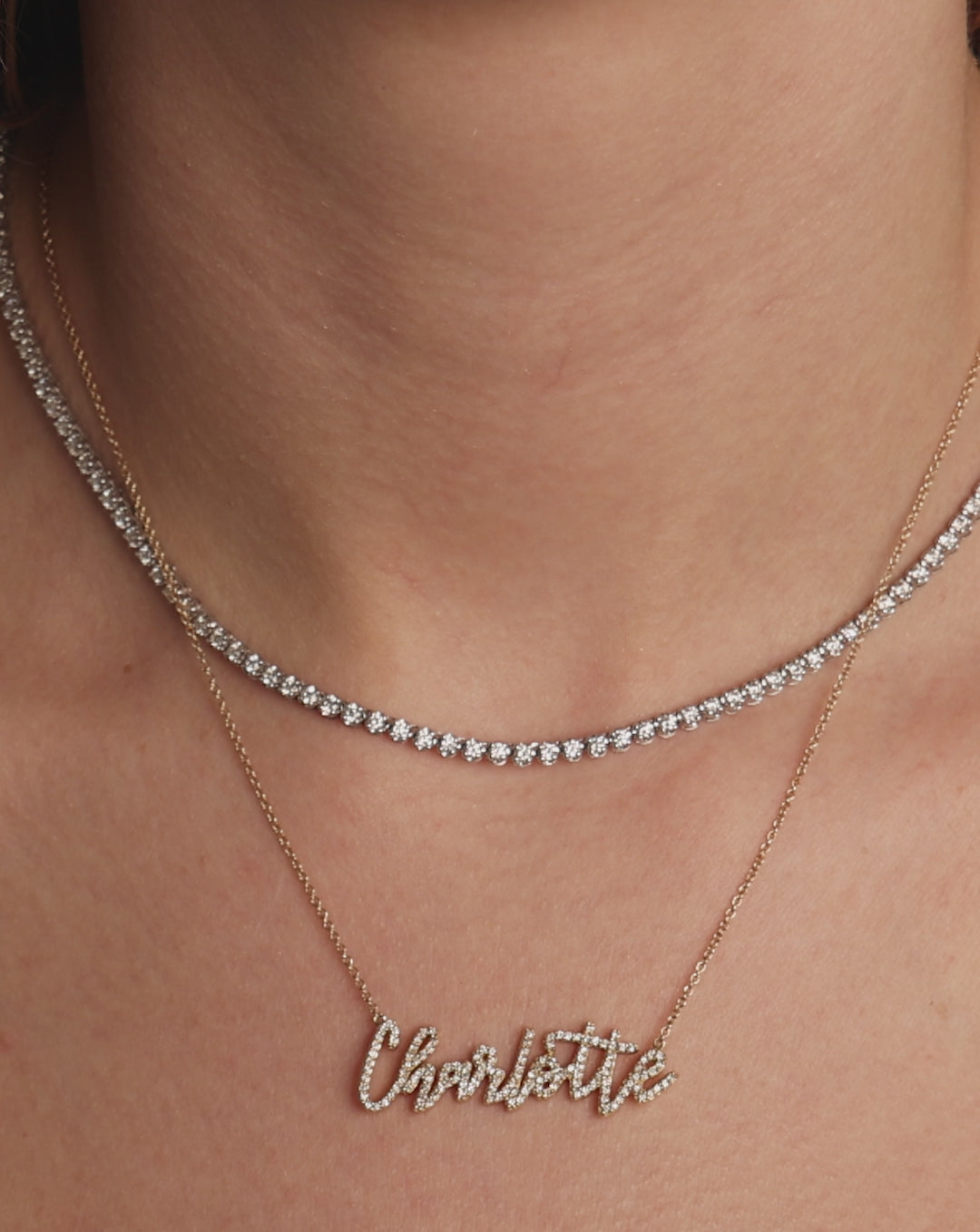 Video of Personalized Diamond Script Name Necklace