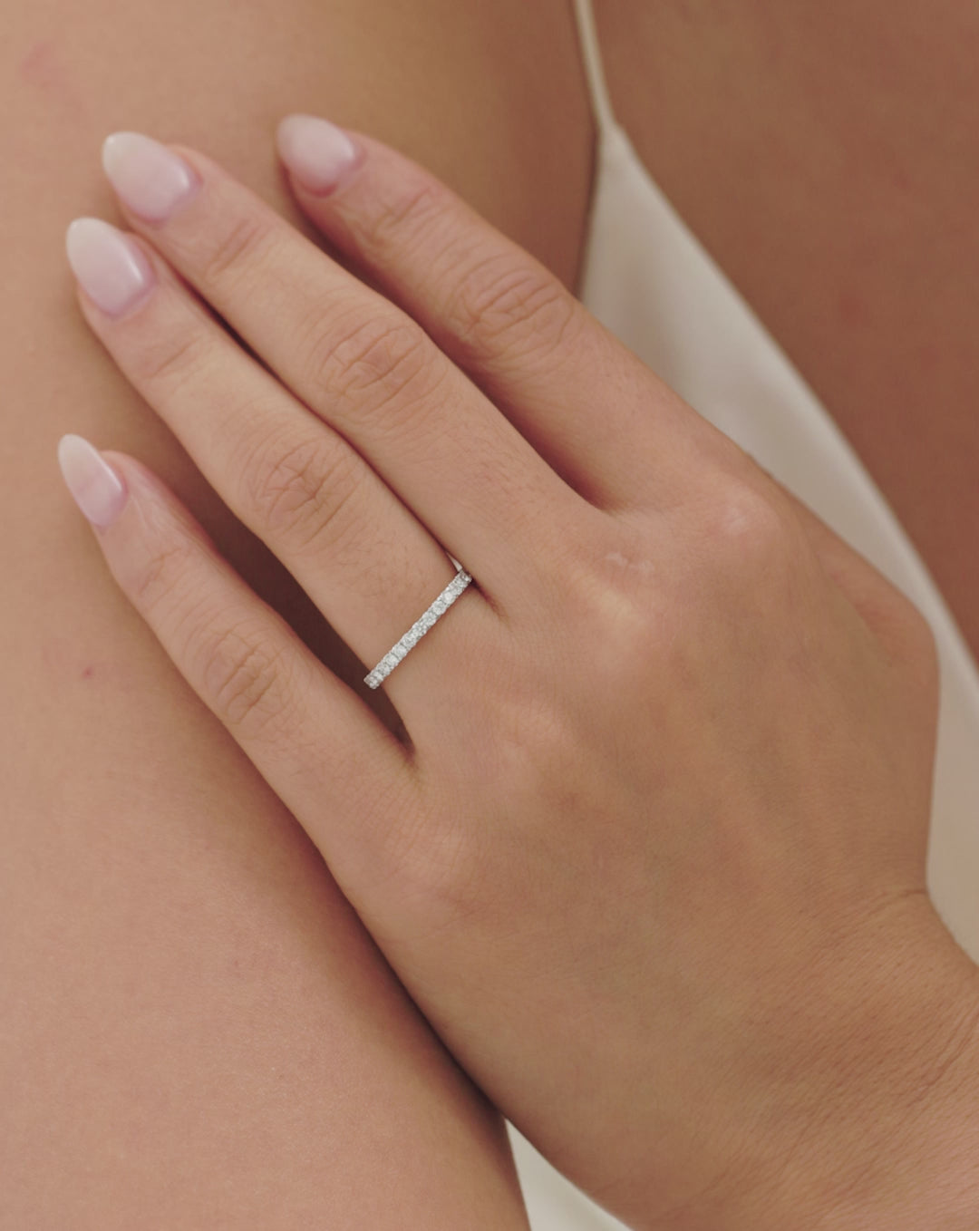 video of model wearing 1.9 perfect pave band global