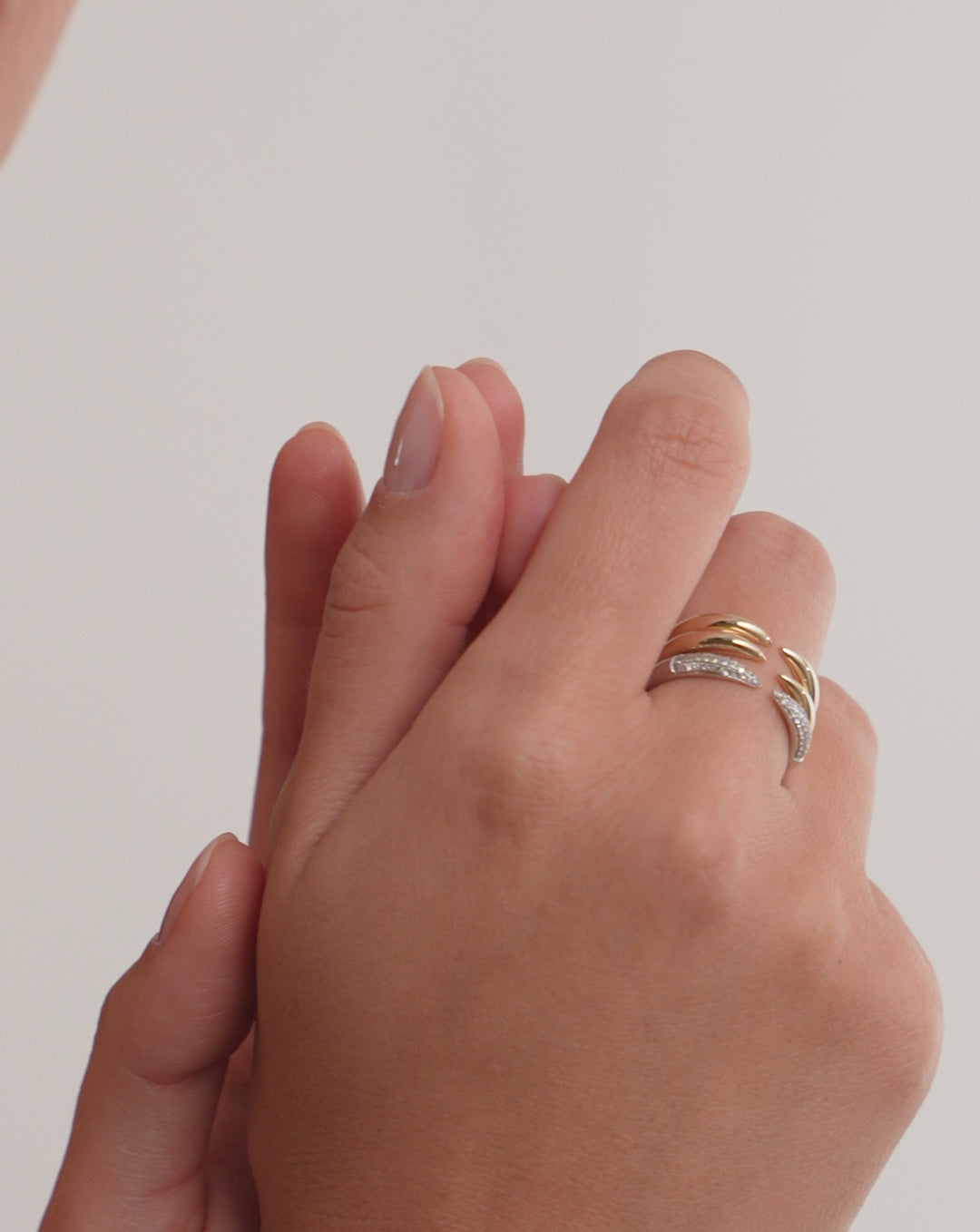 Video of the Triple Row Diamond Claw Ring worn with two Gold Claw Stackable Rings