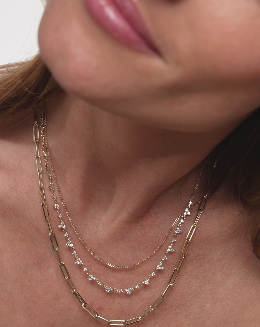 Video of Trio Diamond Layering Necklace