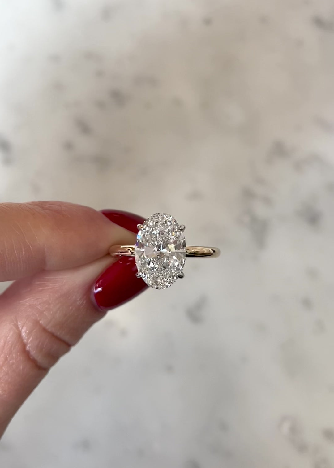 3.50 LG Oval Cloud Solitaire with Hidden Halo | yellow gold w/ plat prongs video