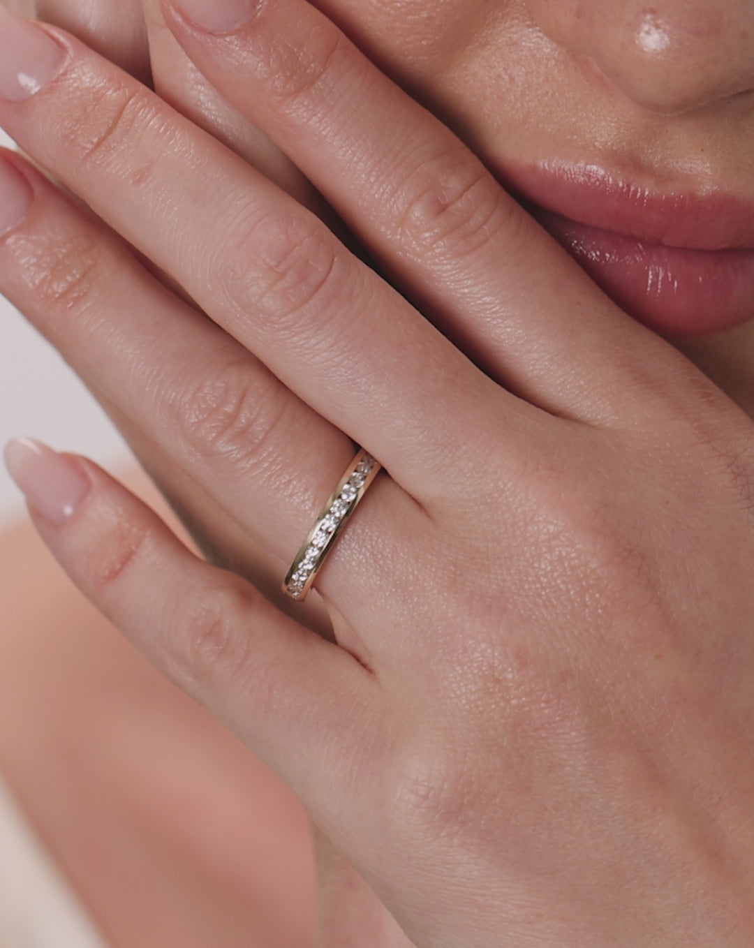 video of Round Diamond Channel Set Band ring in 14K Yellow Gold