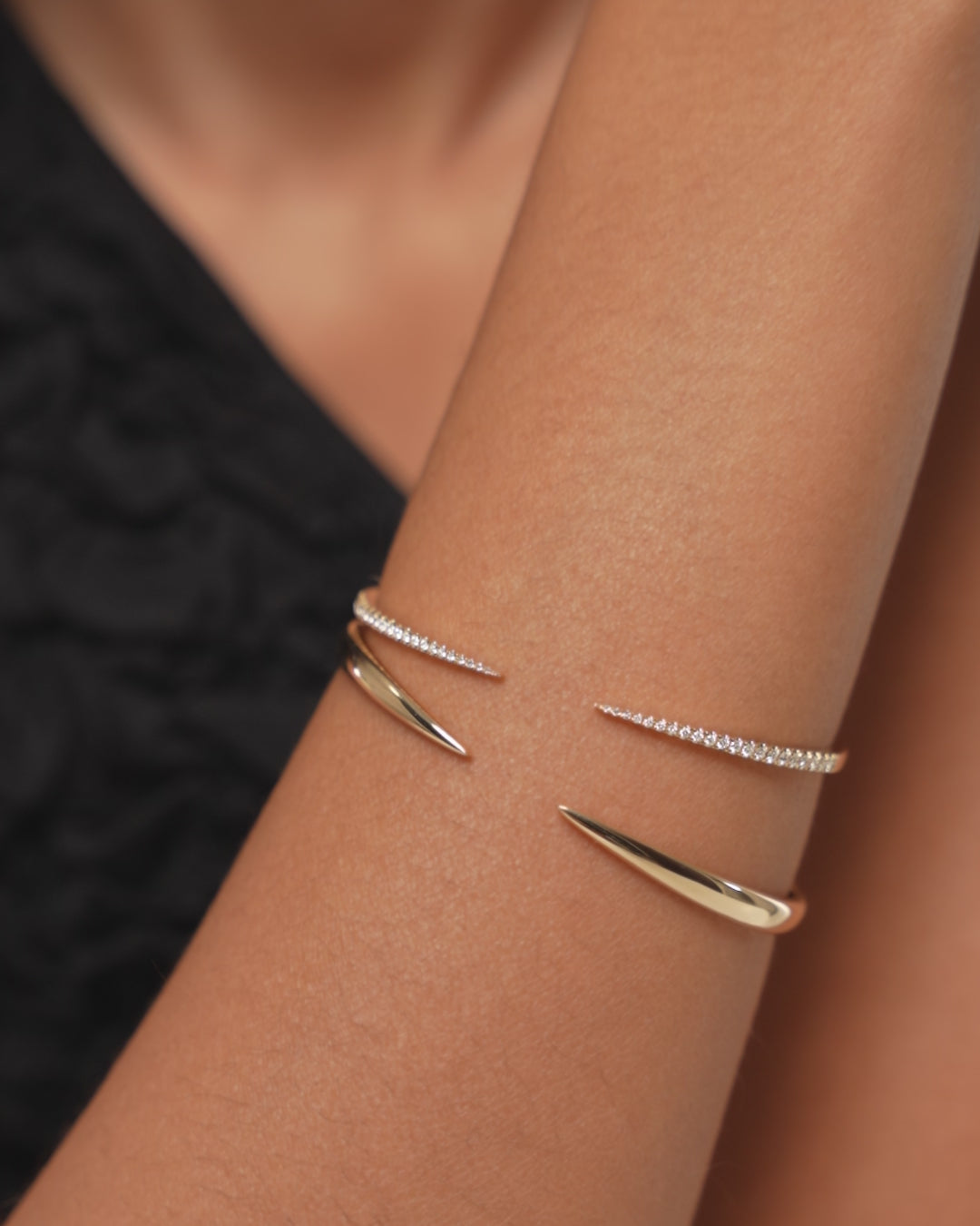 14k gold claw cuff on model