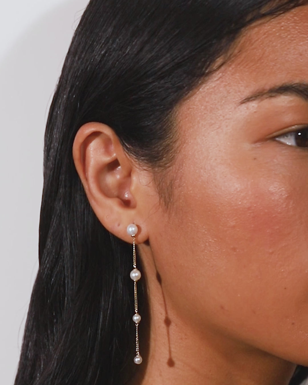 Ring Concierge Pearl Station Drop Earrings 14kt Yellow Gold - video on model