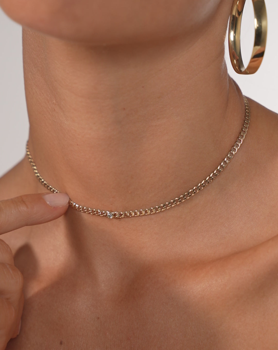 Petite Bezel-Set Diamond Curb Chain Choker – Ring Concierge