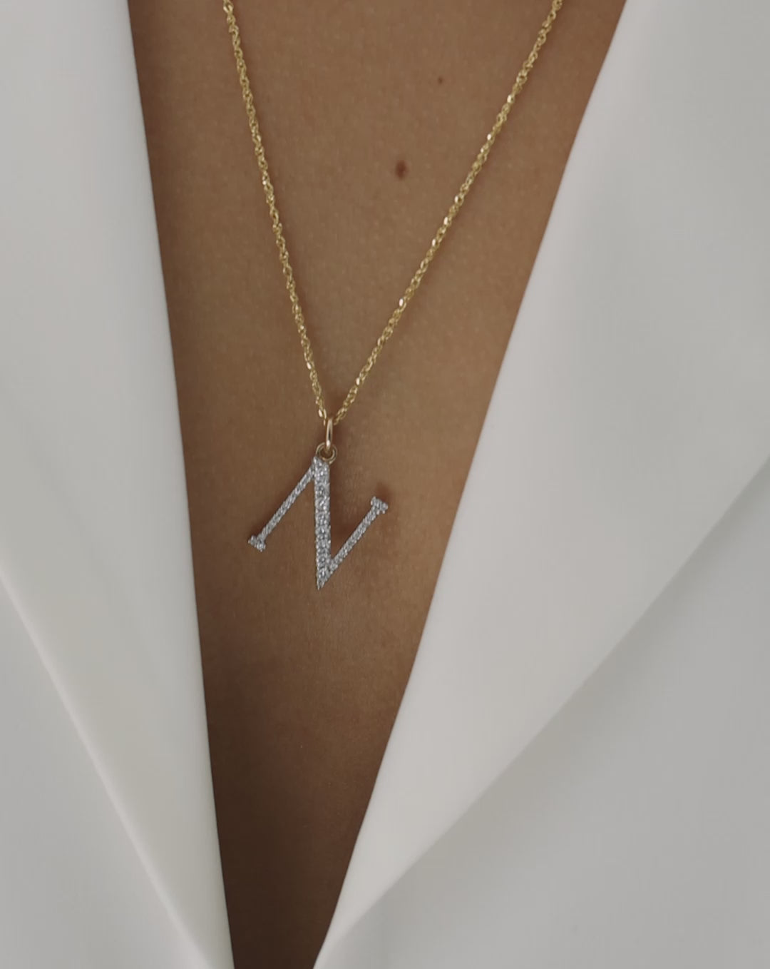 Large Diamond Initial Pendant video global