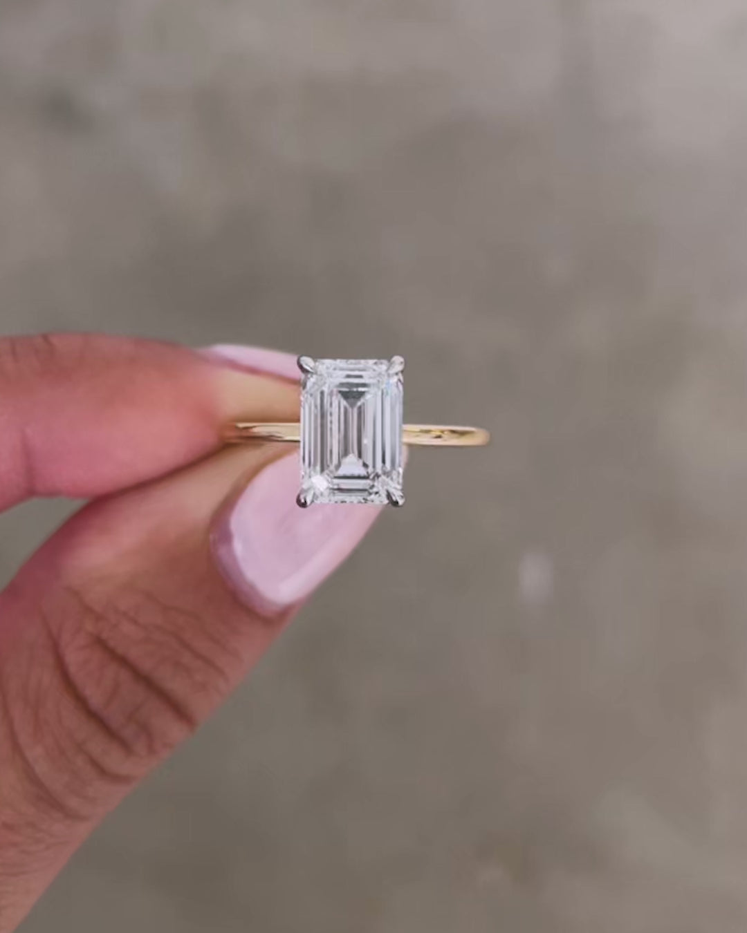 2.50 Emerald in the Whisper Thin® Lab Grown Diamond Ring 14K Yellow Gold with Platinum Prongs