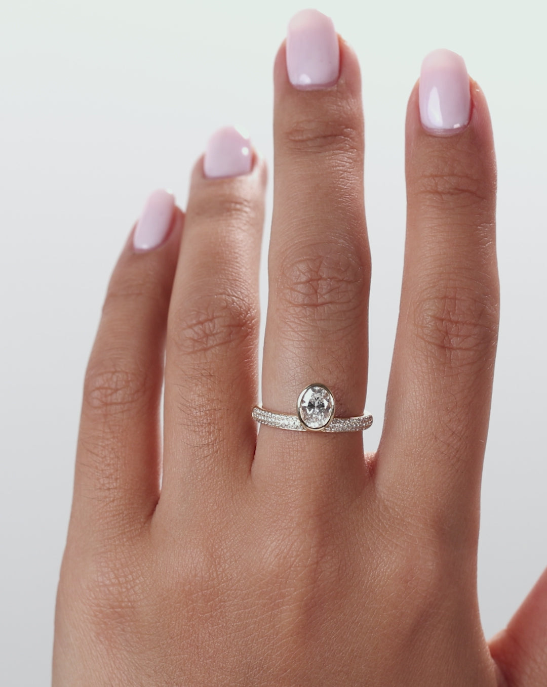 Video of our Framed Oval Pavé Lab Diamond Ring