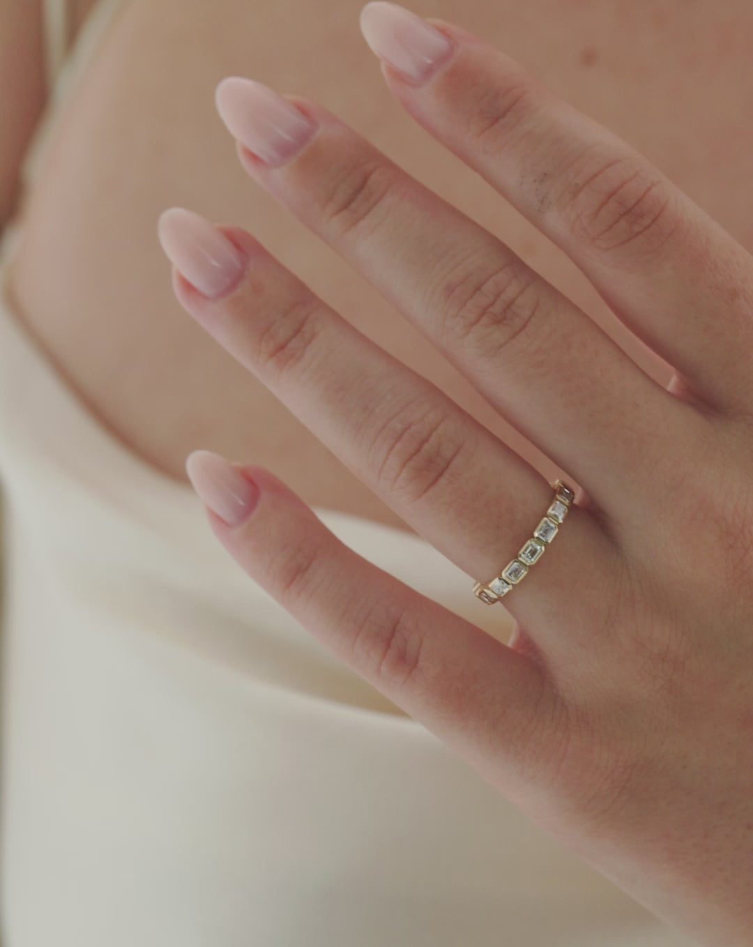 Sideways Emerald Bezel Eternity Band Global
