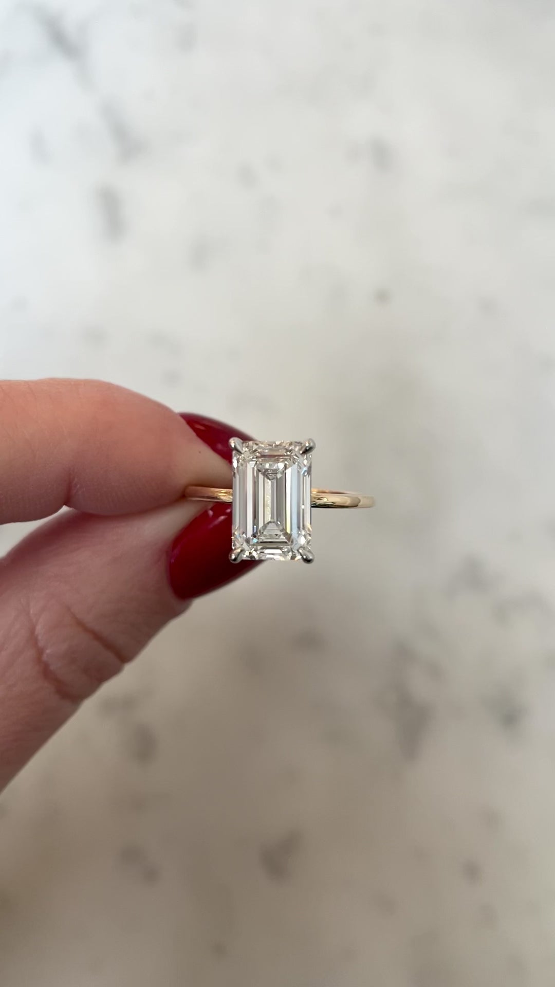 3.40 LG Emerald Whisper Thin® Hidden Halo | 14k yellow gold w/ platinum prongs video